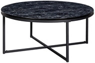 Couchtisch rund 80 cm Schwarz/ Marmor Optik Schwarz