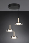 TRIO LED Pendelleuchte CELESTE 3-flg schwarz /Rauchglas