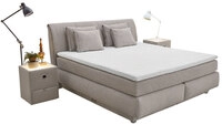 Boxspringbett TASSIA 160 x 200 cm Stoffbezug beige-grau
