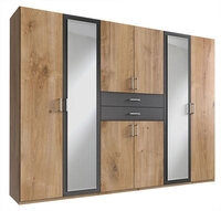 Kleiderschrank MINNESOTA 270 x 208 x 58 cm Holznachbildung braun/grau