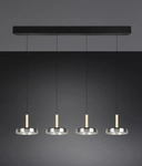 TRIO LED Balkenpendel CELESTE 4-flg schwarz /Rauchglas