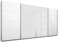 Kleiderschrank PANORAMA 361 x 62 cm Glas/NB wei&szlig; Hochglanz