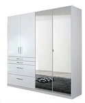 Kleiderschrank HOMBURG 2 Spiegelt&uuml;ren Alpinwei&szlig;/HG wei&szlig;