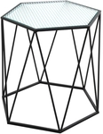 Beistelltisch 46 x 46 cm Dekorglas/schwarz