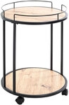 Beistelltisch rund 45 cm Schwarz/ Eiche
