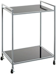 Beistelltisch auf Rollen 50 x 36 cm Glas schwarz lackiert/grau