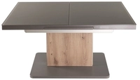Couchtisch 115 x 70 x 53&ndash;72 cm Glas grau/Wildeiche Nachbildung