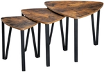 holz4home Beistelltisch 3er-Set Holzdekor Vintagebraun