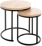 Beistelltisch 2er Set LEVI &Oslash; 45/32 cm Eiche-Dekor/schwarz