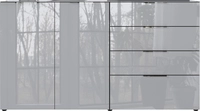 CASAVANTI Sideboard OAKLAND 184 x 102 cm Glas Graphit/Silbergrau
