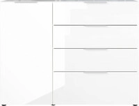 Sideboard OAKLAND 134 x 102 cm Glas Wei&szlig;/Wei&szlig;