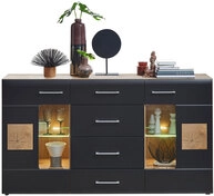 Sideboard SONATE 170 x 93 cm schwarz/ braun