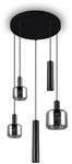 TRIO Pendelleuchte MATARO Glas rund bauchig &Oslash; 40 cm H&ouml;he 150 cm Schwarz/Chromfarbig
