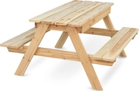 holz4home Kinder Gartentisch mit 2 B&auml;nke PICKNICK 100 cm naturfarbig