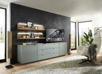 Sideboard COLIN 240 x 77 cm schilfgr&uuml;n / Artisan Eiche Dekor