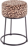 Hocker rund 30 cm Schwarz/ Leopardenmuster