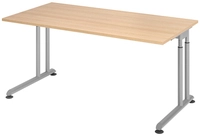 Schreibtisch 160 x 80 cm Eiche/ Silber