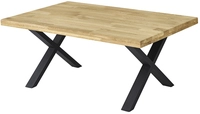 Couchtisch CHRISTIAN Eiche massiv/X-Gestell schwarz