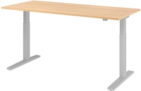 Stehtisch 180 x 80 cm Eiche/ Silber
