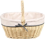 KESPER Einkaufskorb Naturmaterialien/Textil 37 x 33 x 45 cm Beige/Wei&szlig;