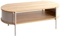 Couchtisch LAUREL oval 100 x 54 x 37 cm Eiche Natur Nachbildung/Kaschmirgrau