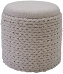 Hocker Textil rund 40 x 40 x 45 cm Beige