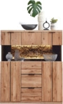 Highboard DONNA 144 x 122 x 42 cm Wildeiche Bianco massiv/furniert