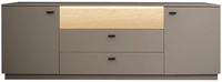 Lowboard LAURA Eiche massiv 207 x 45 x 72 cm Taupe/Asteiche Dekor/Eiche massiv