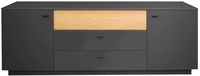 Lowboard LAURA 207 x 45 x 72 cm Anthrazit matt Lack/Asteiche massiv