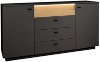 Sideboard LAURA ca. 192 x 45 x 92 cm Anthrazit matt Lack/Asteiche