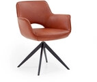 Stuhl CHESTER mit Armlehnen Leder Cognac/schwarz