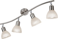 GLOBO Deckenlampe mit Spots DAYTONA Metall Glas 16,8 x 70 x 10 cm Nickelfarbig/Wei&szlig;