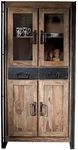 Vitrine 90 x 180 cm Natur-Akazienholz/ schwarz