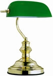 GLOBO Retrofit Tischlampe BANKERS messingfarbig /gr&uuml;n
