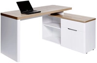 Winkelschreibtisch Riviera Eiche Nachbildung/Wei&szlig; matt ca. 140 x 118 x 77 x 55 cm