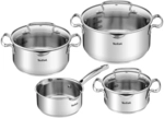 TEFAL Kochtopfset DUETTO Edelstahl 7-teilig Edelstahl