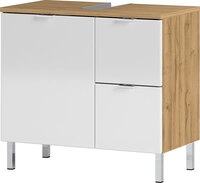 Waschbeckenunterschrank FEY 60 cm Eiche/ HG Wei&szlig;