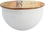 Couchtisch rund 60 x 60 cm Wei&szlig;/Mango massiv