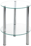 Beistelltisch rund 35 x 47 x 35 cm Glas Chromfarbig