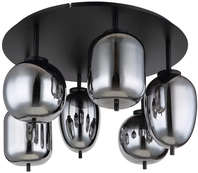 GLOBO Retrofit Deckenlampe BLACKY 6-flg schwarz /rauchfarbig