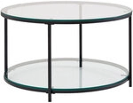 Couchtisch Metall/Glas 80 x 45 cm rund Schwarz/Transparent