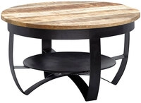 CASAVANTI Couchtisch 60 cm Schwarz Metall/ Mango massiv