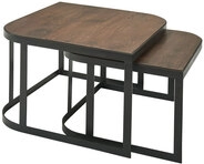 Couchtisch 2er Set Schwarz/ Mango massiv lackiert
