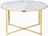 Couchtisch 80 x 80 cm rund gold/wei&szlig;