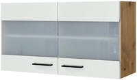 K&uuml;chen Glas-H&auml;ngeschrank AVILA 100 cm Eiche /wei&szlig; matt