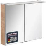 FACKELMANN B.PERFEKT LED Spiegelschrank 80 cm, AST-Eiche Design, 2 T&uuml;ren mit