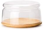 Continenta K&auml;seglocke/Sch&uuml;ssel, 2-tlg. aus Gummibaumholz und mundgeblasenem Glas,