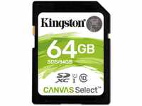 Kingston Canvas Select SD Karte SDS 64GB Speicherkarte (Geschwindigkeiten der...