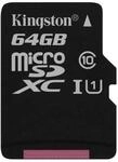 Kingston SDCS/64GB MicroSD Canvas Select Geschwindigkeiten der Klasse 10 UHS-I &ndash;