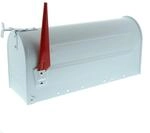 Burg W&auml;chter 91 W U.S. Mailbox mit schwenkbarer Fahne, Stahlblech, Wei&szlig;